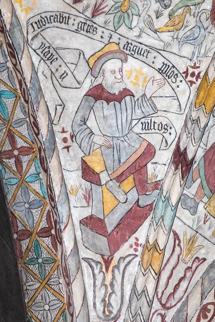 Nordkappe øst. Esajas: ysaye,ii Iudicabit gentes et arguet populos multos. (Han skal skifte ret mellem folkeslagene, fælde dom blandt talrige folk. Es. 2,4.)